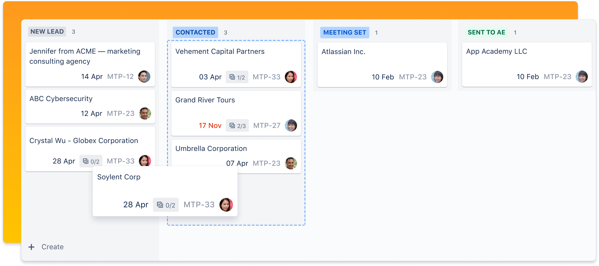 Capture d'écran de tableau Jira